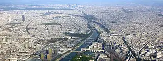 Aerial view of Paris, from East to West