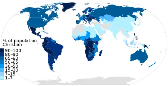 Map of Christianity by country