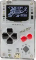 An Arduboy running Mystic Balloon.