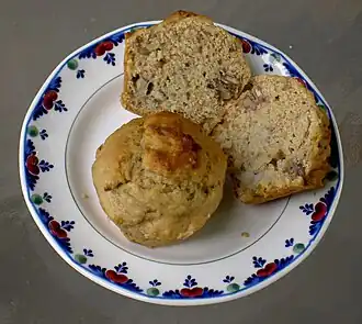 Two muffins prepared from this recipe.