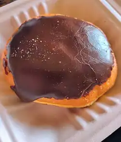Donut topped with flat icing
