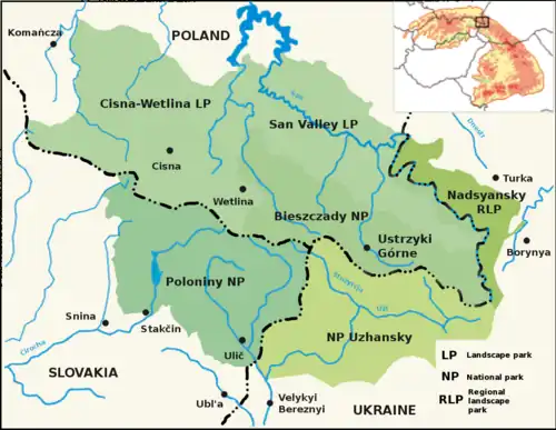 East Carpathian Biosphere Reserve map (en)
