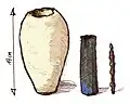 A drawing of a Bagdad battery. Though their use is debated, some suspect that these devices from the Persian Empire were used to harness electricity.