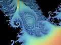 Section of the Mandelbrot set for '"`UNIQ--postMath-00000007-QINU`"' with artificial light