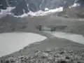 Moraine, glacier and lake of Arsine, Écrins National Parc, French Alps