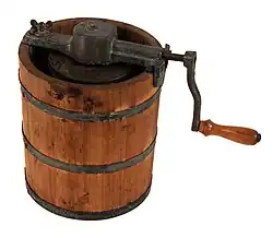 Hand-powered machine chilled with ice and salt