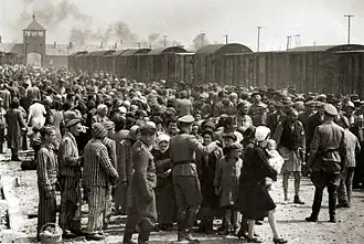 Auschwitz II-Birkenau in 1944. The Inhumane treatment of holocaust victims played a major role in how human rights are considered, as well as in the Nuremberg trials following the war.