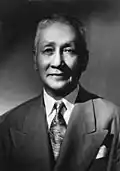 Black and white photographic portrait of Sergio Osmeña