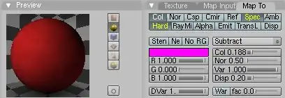 Texture 1 materials panel Screenshot