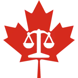 Icon of balance over a Canadian leaf.