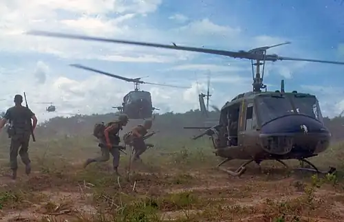 The Vietnam war saw common use of Helicopters for transport.