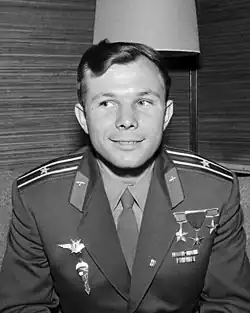 Yuri Gagarin, first man in space.