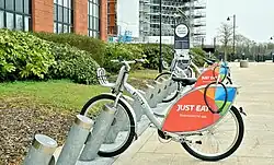 Belfast Bikes docked at Gasworks (Lagan Towpath) station in 2019