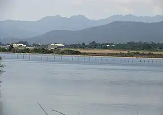 Gill net lines, airbase in background