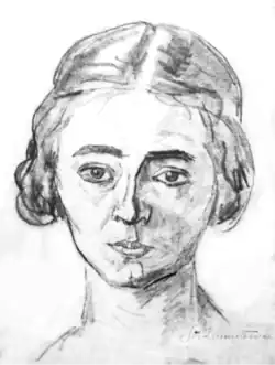 Charcoal portrait by Ștefan Dimitrescu