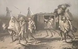 Saltykov travelling by litter over the Punjab Plain.