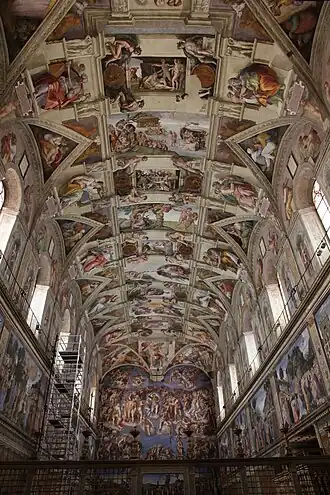 Picture of the Sistine Chapel ceiling, after restoration.