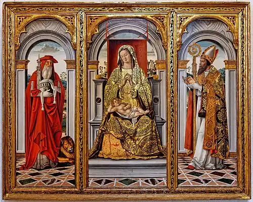 Vergine in trono con Agostino e san Gerolamo, ca 1490, Venezia, Museo Correr