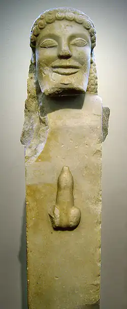 An unusually well-preserved Greek herm (c. 520 BC), used as a boundary marker and to ward off evil