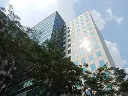 The glass structure connecting the superstructure and substructure.