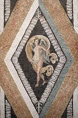Roman egg-and-dart on a mosaic with Nike, unknown date, mosaic, National Roman Museum of Palazzo Massimo
