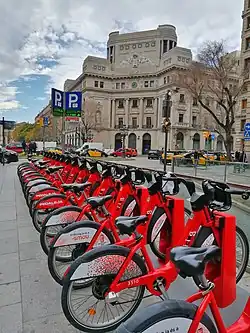 Bicing station and bikes in Barcelona, 2021