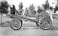 The carriage in travelling position.