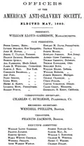 Officers of the American Anti-Slavery Society, 1860