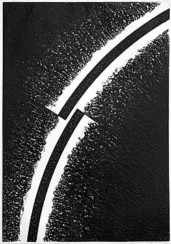 Interrupted segmented path, collography, 1973