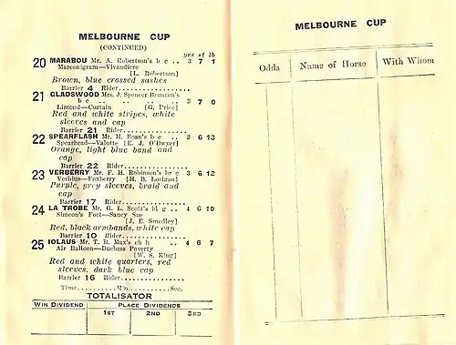 1934 VRC Melbourne Cup racebook