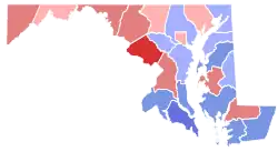 County map of Maryland, showing which candidates in the 1966 election won which county