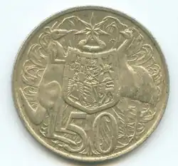 1966 Australian 50 cent coin (round)