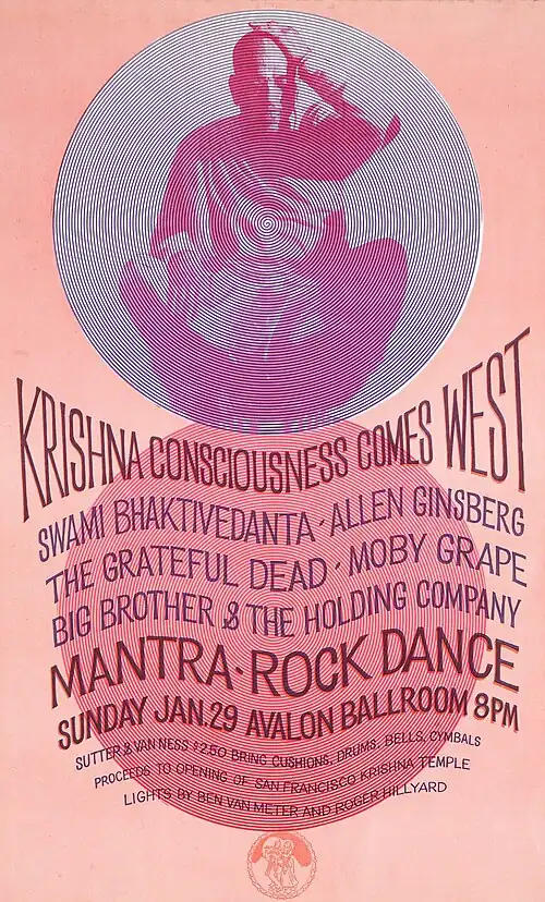 In the 1960s, magenta was a popular color in psychedelic art, such as this concert poster for the Avalon Ballroom in San Francisco (1967).