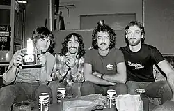 Members of Glass Moon in Electric Lady Studios 1981