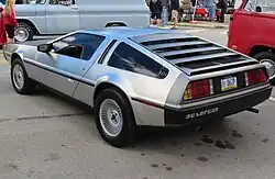 Rear view of a model year 1983 DeLorean with the doors closed