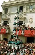 First tres de nou descarregat by the Castellers de Vilafranca, 30/08/1989