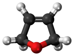 Ball-and-stick model of the 2,5-dihydrofuran molecule
