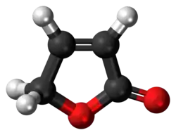 Ball-and-stick model of the 2-furanone molecule