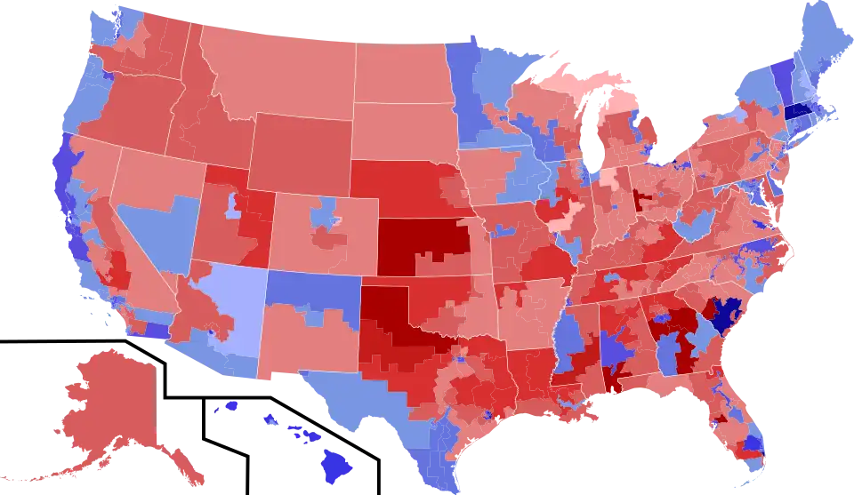 Results shaded by winners share of vote