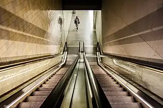 Escalators down to platforms