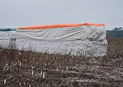 Cotton modules in a harvested cotton field (Clinch County, Georgia, USA, January 2014).