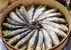 Pickled sardines at a market on the Spanish island of Majorca