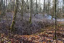 Funnel formed by the pit located southwest of Crainvillers with the slag heap behind.
