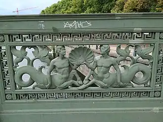 Cast iron railing detail of the Schlossbrücke, Berlin, by Karl Friedrich Schinkel, designed in 1819 and produced in 1824[222]