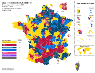 Simplified map shows which group led in each seat after the 1st round.