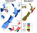 Party gaining or holding each electorate