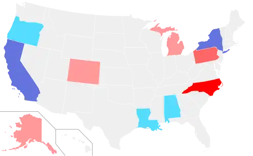 Net changes to U.S. House seats after the 2024 elections &nbsp;&nbsp;&nbsp;&nbsp;&nbsp;+1 Dem House seat &nbsp;&nbsp;&nbsp;&nbsp;&nbsp;+3 Dem House seats &nbsp;&nbsp;&nbsp;&nbsp;&nbsp;+1 Rep House seat &nbsp;&nbsp;&nbsp;&nbsp;&nbsp;+2 Rep House seats &nbsp;&nbsp;&nbsp;&nbsp;&nbsp;+3 Rep House seats