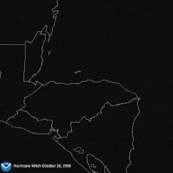 Satellite animation of a large tropical cyclone moving over Central America