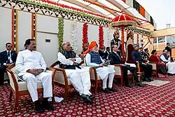 Jair Bolsonaro, President of Brazil with Indian President Ram Nath Kovind, PM Narendra Modi and other officials at the Republic Day Celebrations at Rajpath on 26 January 2020.