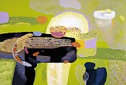 Ivo Křen, Summer full of scents, linocut 65 x 95&nbsp;cm, consecutive print in 24 colours, 2017